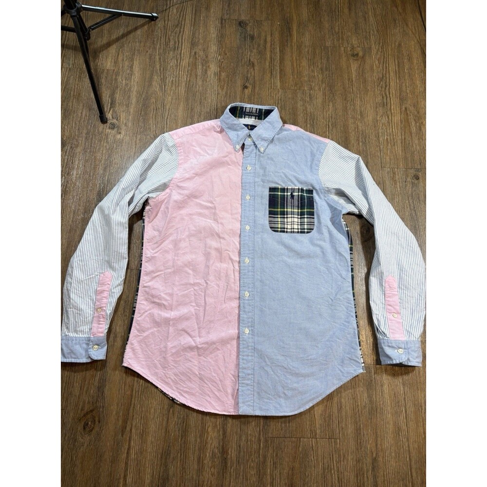 Ralph Lauren University Oxford Shirt Mens M Plaid Color Block Cotton OCBD